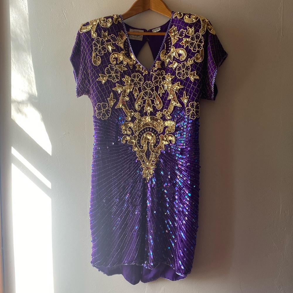 COPY - Silk beaded cocktail dress size large